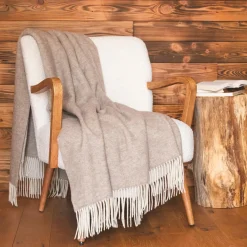 l'Effet Papillon Plaid laine et cachemire (140 x 200 cm) Côme Beige Outlet
