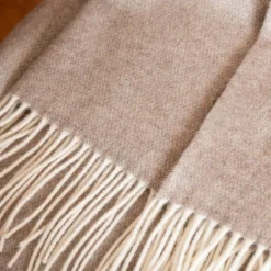 l'Effet Papillon Plaid laine et cachemire (140 x 200 cm) Côme Beige Outlet