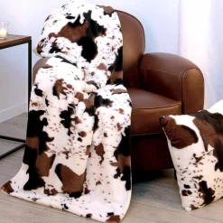 ATMOSPHERA Plaid polaire (130 x 160 cm) Vache Marron Clearance