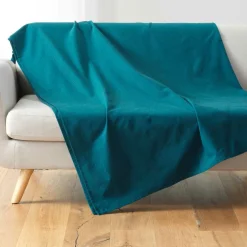 DOUCEUR D'INTERIEUR Plaid polycoton (180 x 220 cm) Lucile Bleu Hot