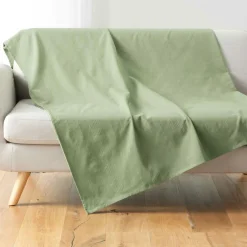 DOUCEUR D'INTERIEUR Plaid polycoton (220 x 240 cm) Lucile Vert sauge New