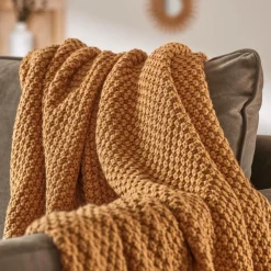EMINZA Plaid tricot (125 x 150 cm) Tessa Camel Best