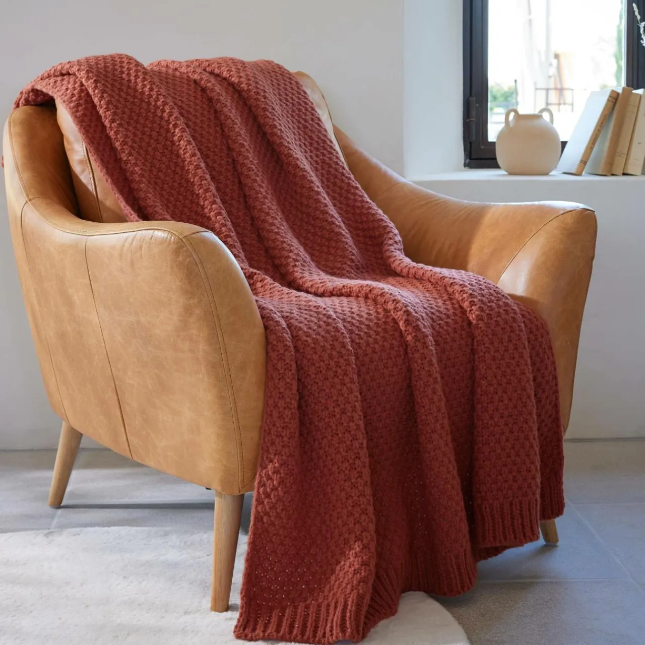 EMINZA Plaid tricot (125 x 150 cm) Tessa Terracotta Online