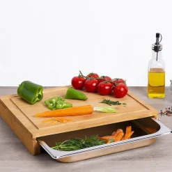 ATMOSPHERA Planche à découper avec bac récupérateur (35 x 28 cm) naturel Bois Online