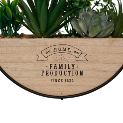 Atmosphera, cru017dateur d'intu017drieur Plantes artificielles dans support en bois à suspendre (D20 cm) Family production Vert