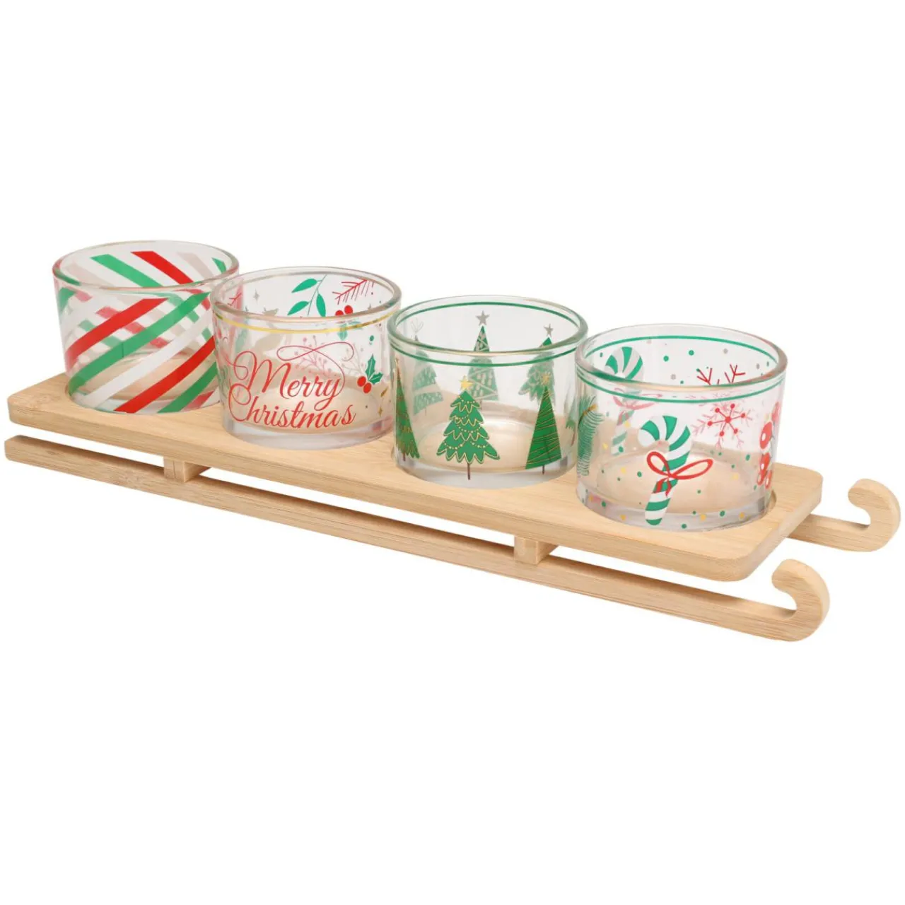 KOOPMAN Plateau de service et 4 bols (33 x 8,5 cm) Traineau Multicolore
