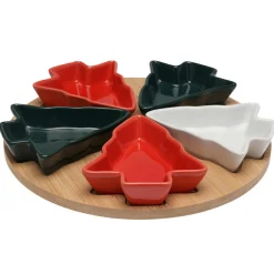 KOOPMAN Plateau à tapas et 5 assiettes (D25 cm) Modern Sapin Multicolore Hot
