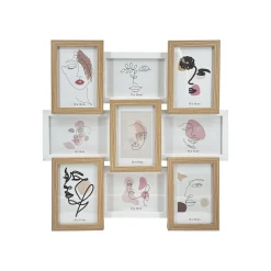 EMINZA Pêle-mêle mural 9 photos bois (H45 cm) Zola Beige New