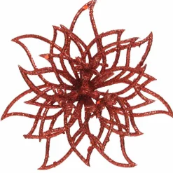 KAEMINGK Poinsettia de Noël Chic sur clip (D14 cm) Rouge Discount