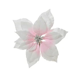 KAEMINGK Poinsettia de Noël en polyester (D24 cm) Venezia Blanc Hot