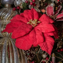 KAEMINGK Poinsettia de Noël Giana sur clip (D26 cm) Rouge Outlet