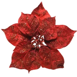 KAEMINGK Poinsettia de Noël pailletée sur clip (D26 cm) Glit Rouge Sale