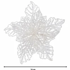KAEMINGK Poinsettia de Noël paillettes sur clip (D23 cm) Blanc Clearance