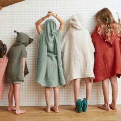 EMINZA Poncho de bain enfant gaze de coton 6/10 ans Gaïa Rose Pêche Clearance