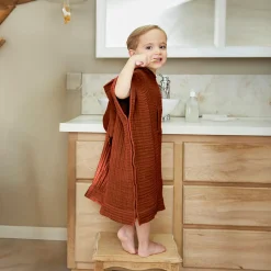 EMINZA Poncho de bain enfant gaze de coton 2/5 ans Gaïa Terracotta Sale