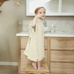 EMINZA Poncho de bain enfant gaze de coton 2/5 ans Gaïa pampa Beige Online