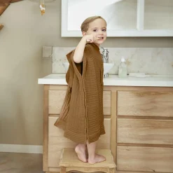 EMINZA Poncho de bain enfant gaze de coton 6/10 ans Gaïa Camel Sale