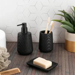 TENDANCE Porte-savon en résine effet bois Scandi Noir New