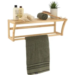 TENDANCE Porte serviette mural bambou (60 x H20 cm) Harmonie Naturel Sale