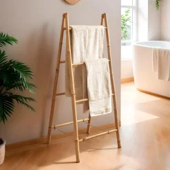 EMINZA Porte serviette pliable canne de bambou Echelle (H116 cm) Hanoï Naturel