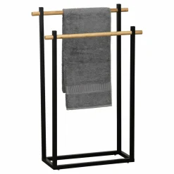 TENDANCE Porte serviette à poser 2 barres (H82 cm) Bambou Noir Sale