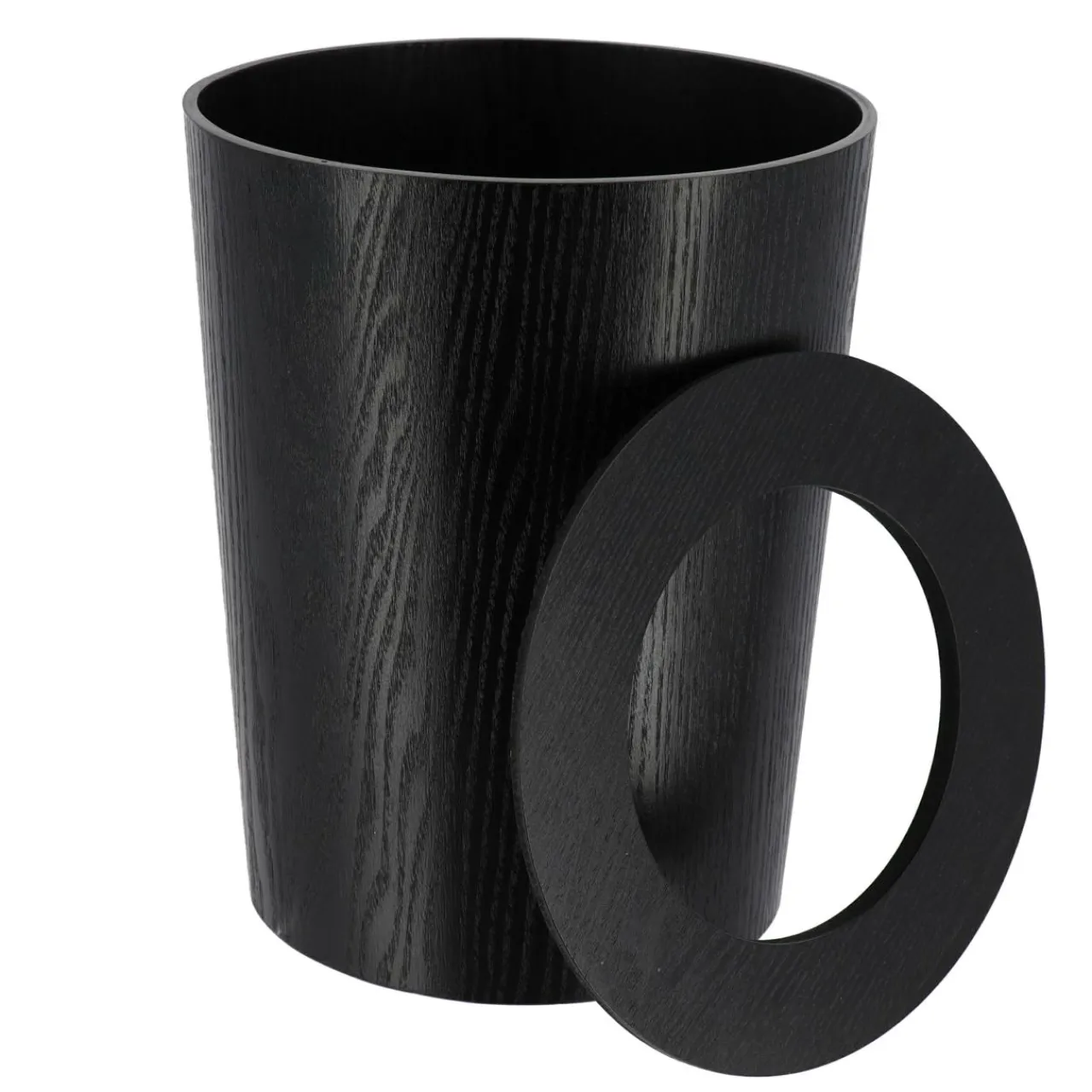 TENDANCE Poubelle salle de bain façon bois Scandi Noir Online