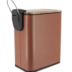 TENDANCE Poubelle salle de bain métal et acacia Season color Ambre Sale