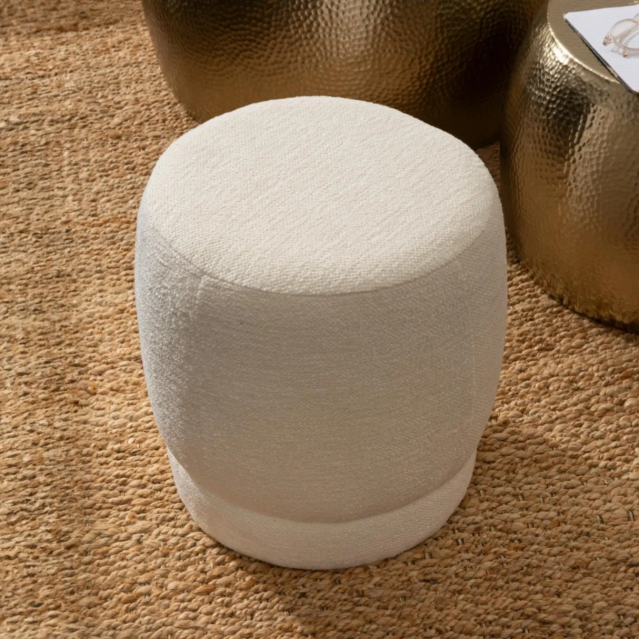 Atmosphera, cru017dateur d'intu017drieur Pouf bouclette (D39 cm) Améa Blanc Clearance