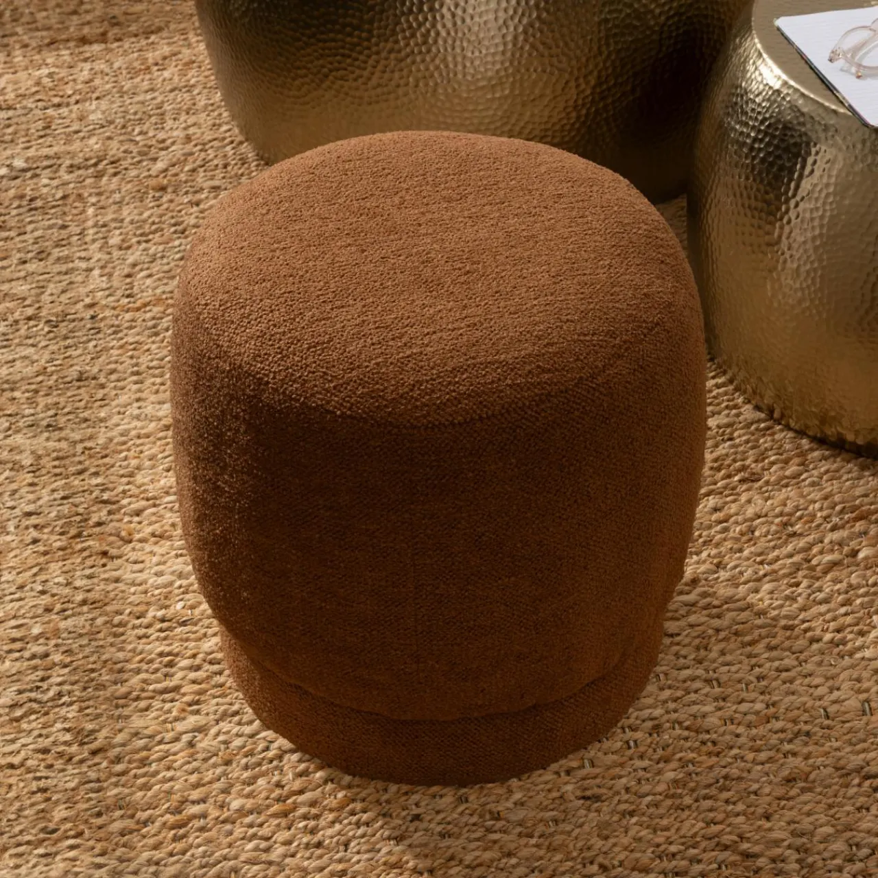 Atmosphera, cru017dateur d'intu017drieur Pouf bouclette (D39 cm) Améa Orange Sale