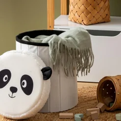 Atmosphera cru017dateur d'intu017drieur for kids Pouf coffre pliant enfant (H38 cm) Panda Noir Outlet