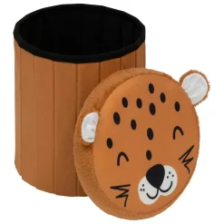 Atmosphera cru017dateur d'intu017drieur for kids Pouf coffre pliant enfant (H38 cm) Léopard Marron Hot