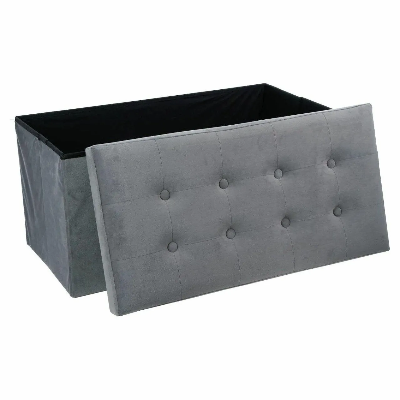 ATMOSPHERA Pouf de rangement double Lysandre Velours Gris Outlet
