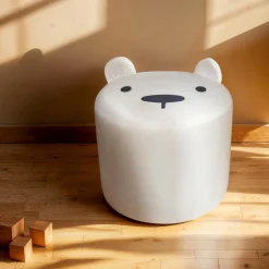EMINZA Pouf enfant (H25 cm) Ourson Blanc Outlet