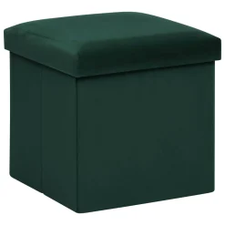 ATMOSPHERA Pouf pliable simple velours ( 38 x 38 cm) Tess Vert Discount