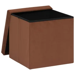ATMOSPHERA Pouf pliable simple velours ( 38 x 38 cm) Tess Ambre New
