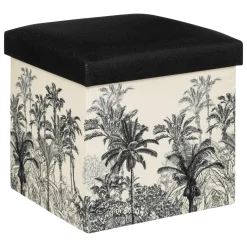 ATMOSPHERA Pouf pliant Benicio et Blanc Noir Discount