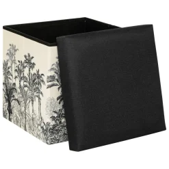 ATMOSPHERA Pouf pliant Benicio et Blanc Noir Discount