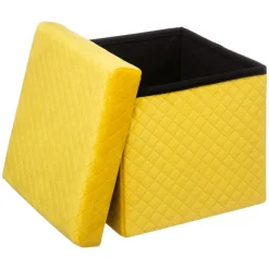 ATMOSPHERA Pouf pliant Velours Jack Jaune New