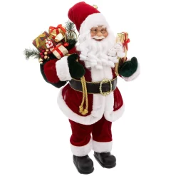 Feeric Lights & Christmas Père Noël déco traditionnel (H61 cm) Velours Rouge New