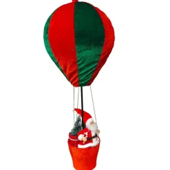 KOOPMAN Père Noël en Montgolfière (H97 cm) À l'aventure et rouge Vert