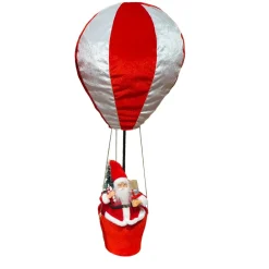 KOOPMAN Père Noël en Montgolfière (H97 cm) À l'aventure Blanc et Rouge