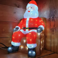 EMINZA Père Noël lumineux assis 100 LED (H60 cm) Blanc froid Outlet