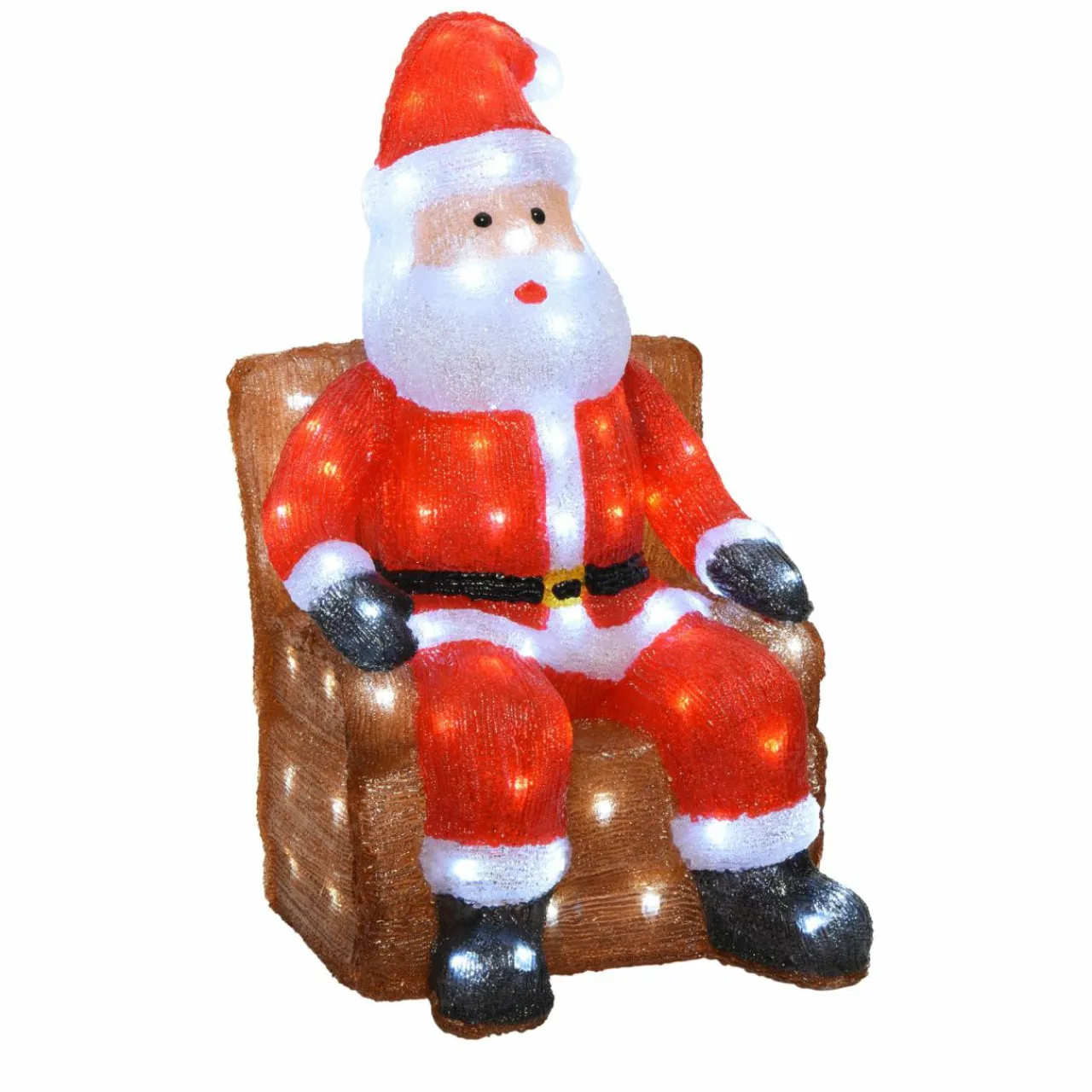 EMINZA Père Noël lumineux assis 100 LED (H60 cm) Blanc froid Outlet
