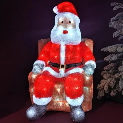 EMINZA Père Noël lumineux assis 100 LED (H60 cm) Blanc froid Outlet