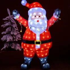 EMINZA Père Noël lumineux avec guirlande 180 LED (H88 cm) Blanc froid Sale