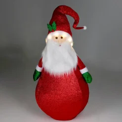 KOOPMAN Père Noël lumineux à piles (H120 cm) Pliable pailleté Rouge Outlet