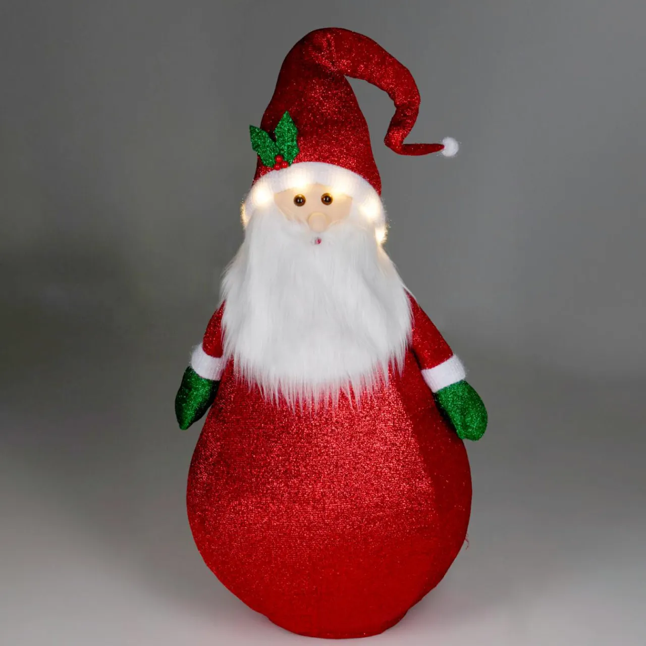 KOOPMAN Père Noël lumineux à piles (H120 cm) Pliable pailleté Rouge Outlet