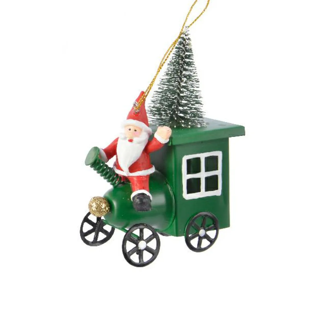 KAEMINGK Père Noël à suspendre (H11 cm) En voiture Vert Outlet
