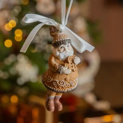 KAEMINGK Père Noël à suspendre (H9 cm) Klaus en Pain dépices Marron Sale