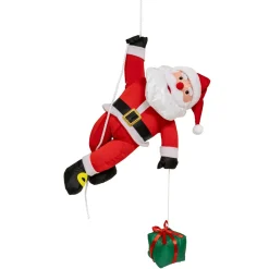 FEERIC LIGHTS Père Noël à suspendre (H60 cm) Magnus et son cadeau Rouge Discount